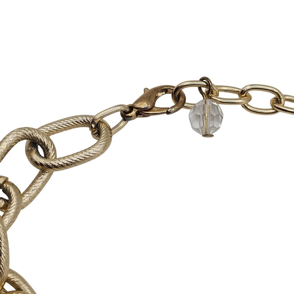 Chunky Statement Gold Tone‎ White/Gray Bead Chain Chic Fashion Jewelry Necklace - Picture 10 of 11